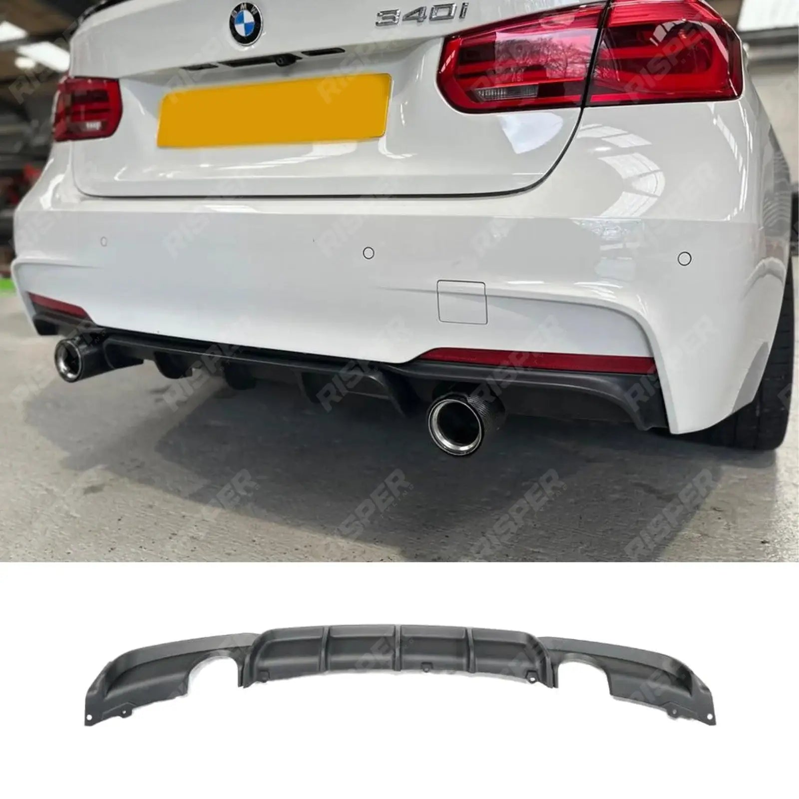 Bmw F30 F35 M Sport Single Tip Twin Exit Rear Diffuser In Matte Black Main image