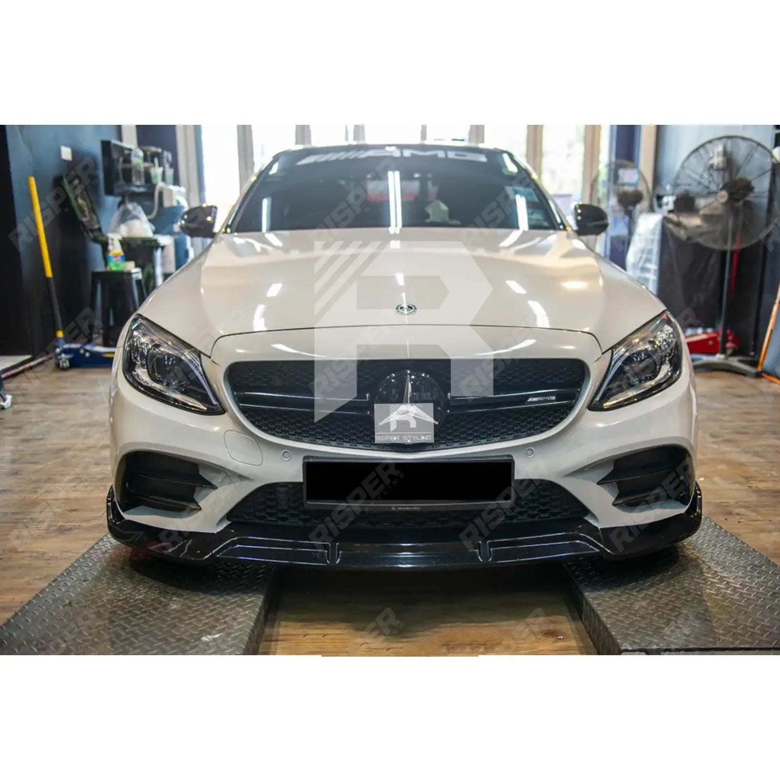 Mercedes C - Class W205 2019 - 2022 Facelift 'C63S Brabus Style' Front Splitter Lip - Gloss Black