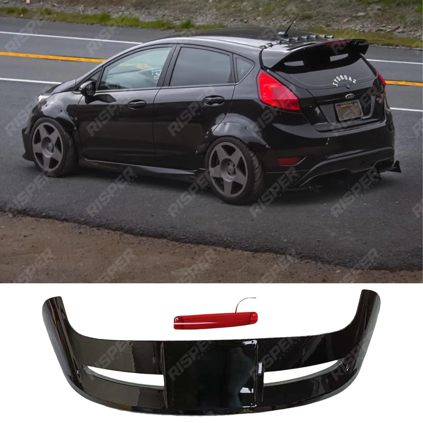 Ford Fiesta MK7 MK7.5 2009 - 2019 'ZS ST Look' Rear Spoiler in Gloss Black Main image