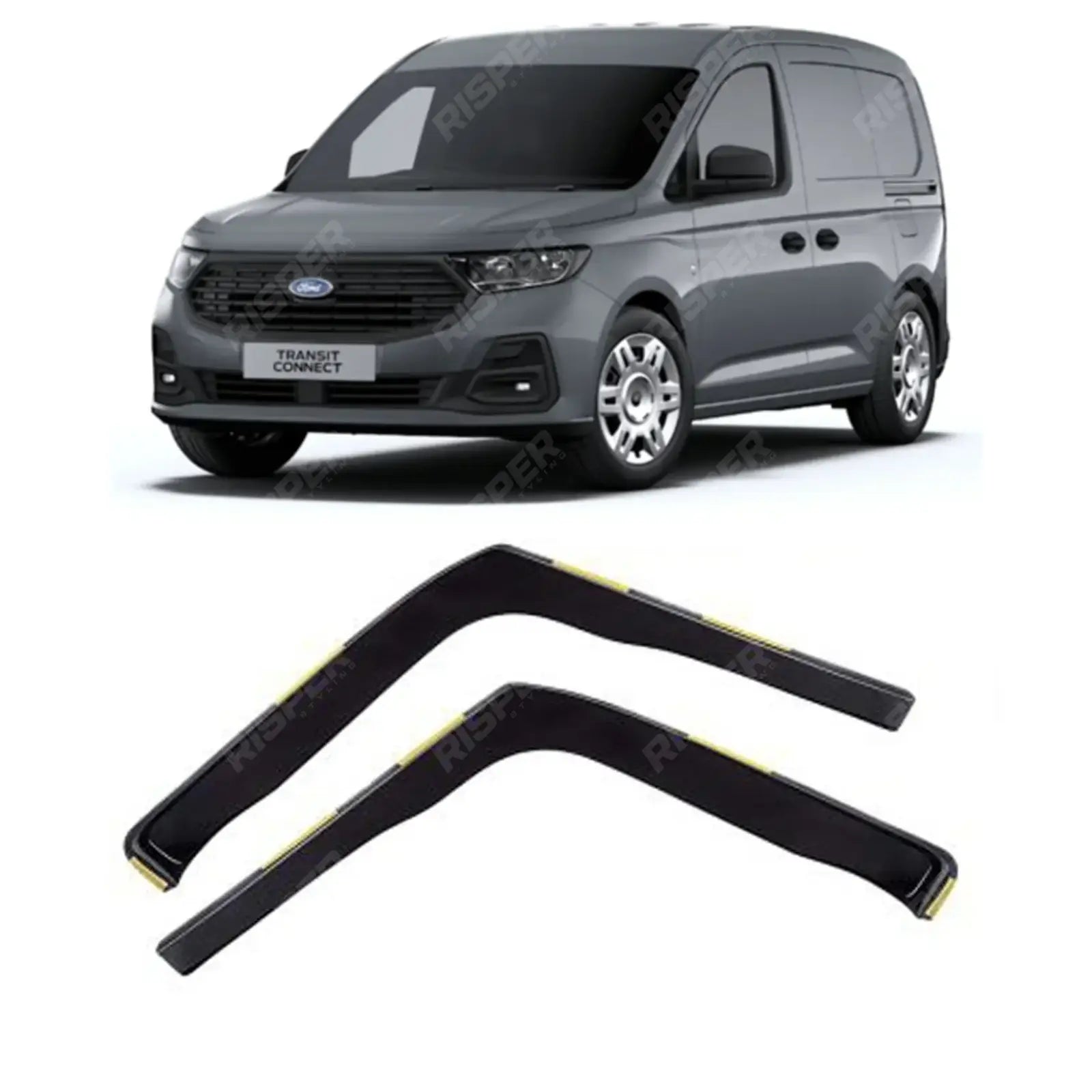 Ford Transit Connect 2024 On Stx Internal Wind Deflectors - 2pcs - Clip In Fitment - Dark Smoke Wind Deflectors