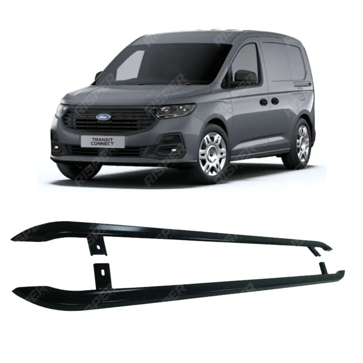 Ford Transit Connect 2024 On SWB Trapezoid Side Bars in Gloss Black Side Steps