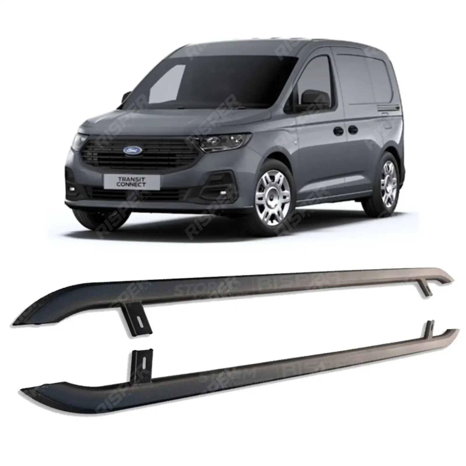 Ford Transit Connect 2024 On SWB Trapezoid Side Bars In Matt Black Side Bars Main image