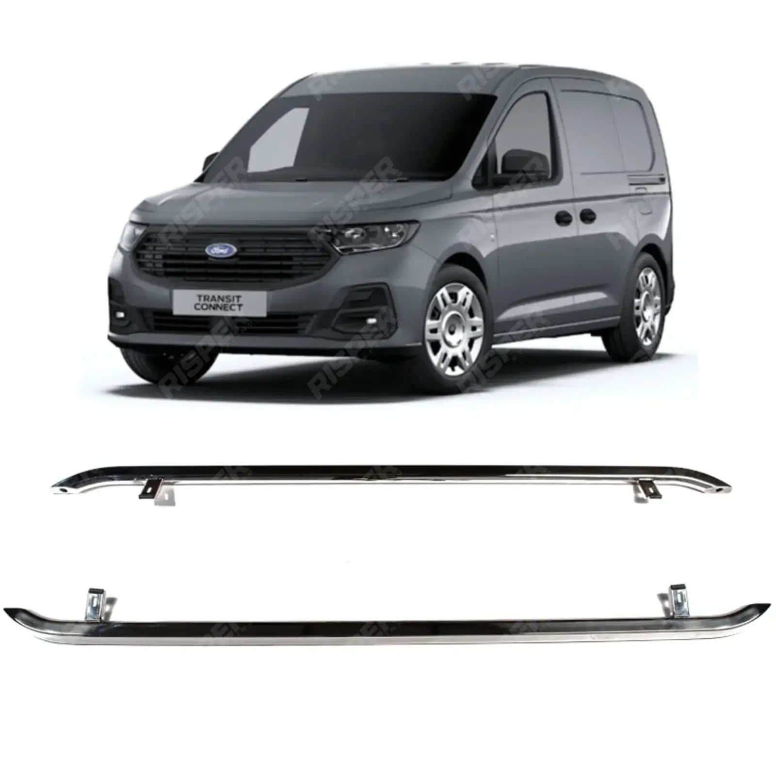 Ford Transit Connect 2024 On SWB Trapezoid Side Bars in Stainless Steel Side Bars Main image