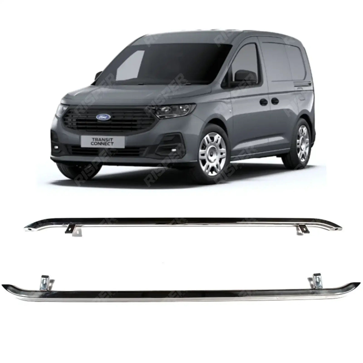 Ford Transit Connect 2024 On SWB Trapezoid Side Bars in Stainless Steel Side Bars