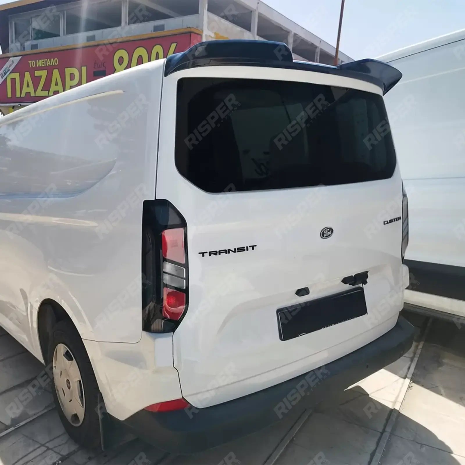 Ford Transit Custom 2023+ Trend & Limited Tailgate Rear Roof Spoiler - Gloss Black Rear Spoilers