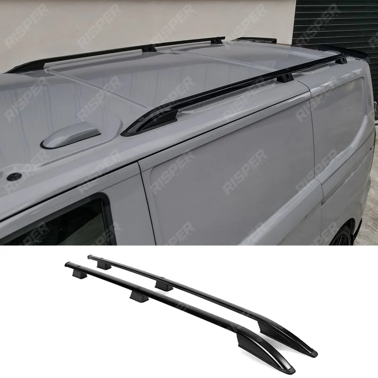Ford Transit Custom 2024+ LWB Sport Style Roof Rails In Black Main image