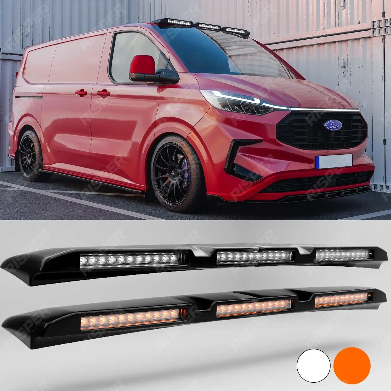 Ford Transit Custom MK2 2024 on Luminex Roof Light Pod With Amber Strobe Colour Coded