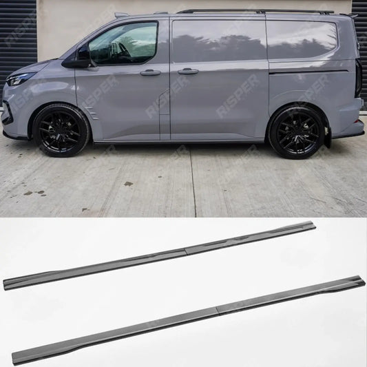 Ford Transit Custom MK2 2024 on LWB Side Skirt Splitters V2 In Gloss Black Side Skirts