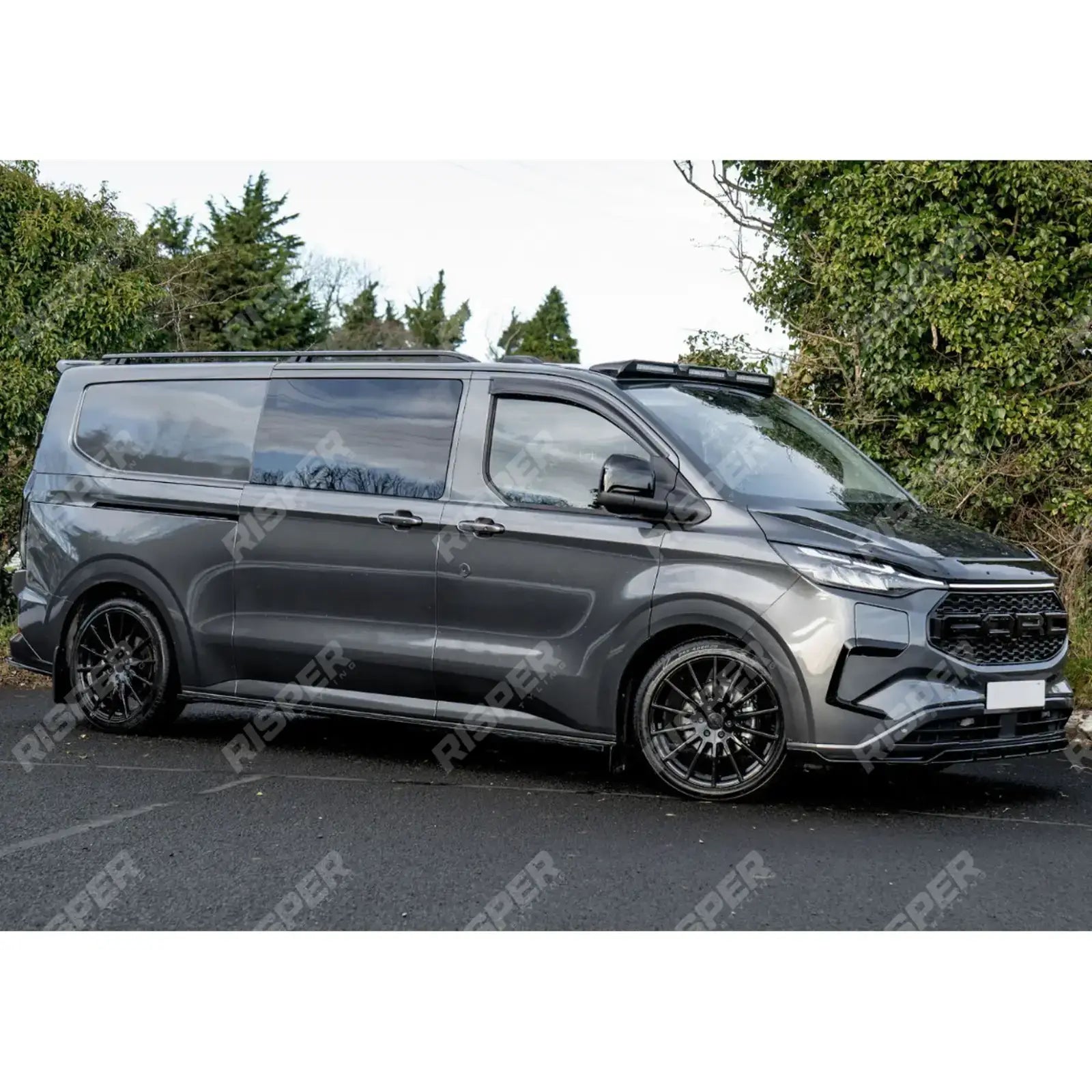 Ford Transit E Custom & PHEV MK2 2024 on Front Aero Canard Loops In Gloss Black Body Trims