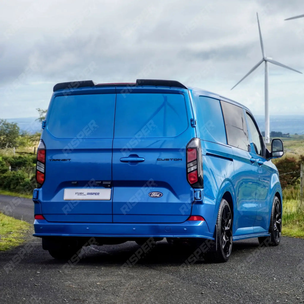 Ford Transit Custom MK2 2024 On Rear Bumper Splitter In Gloss Black 3 Piece Rear Bumper Splitters