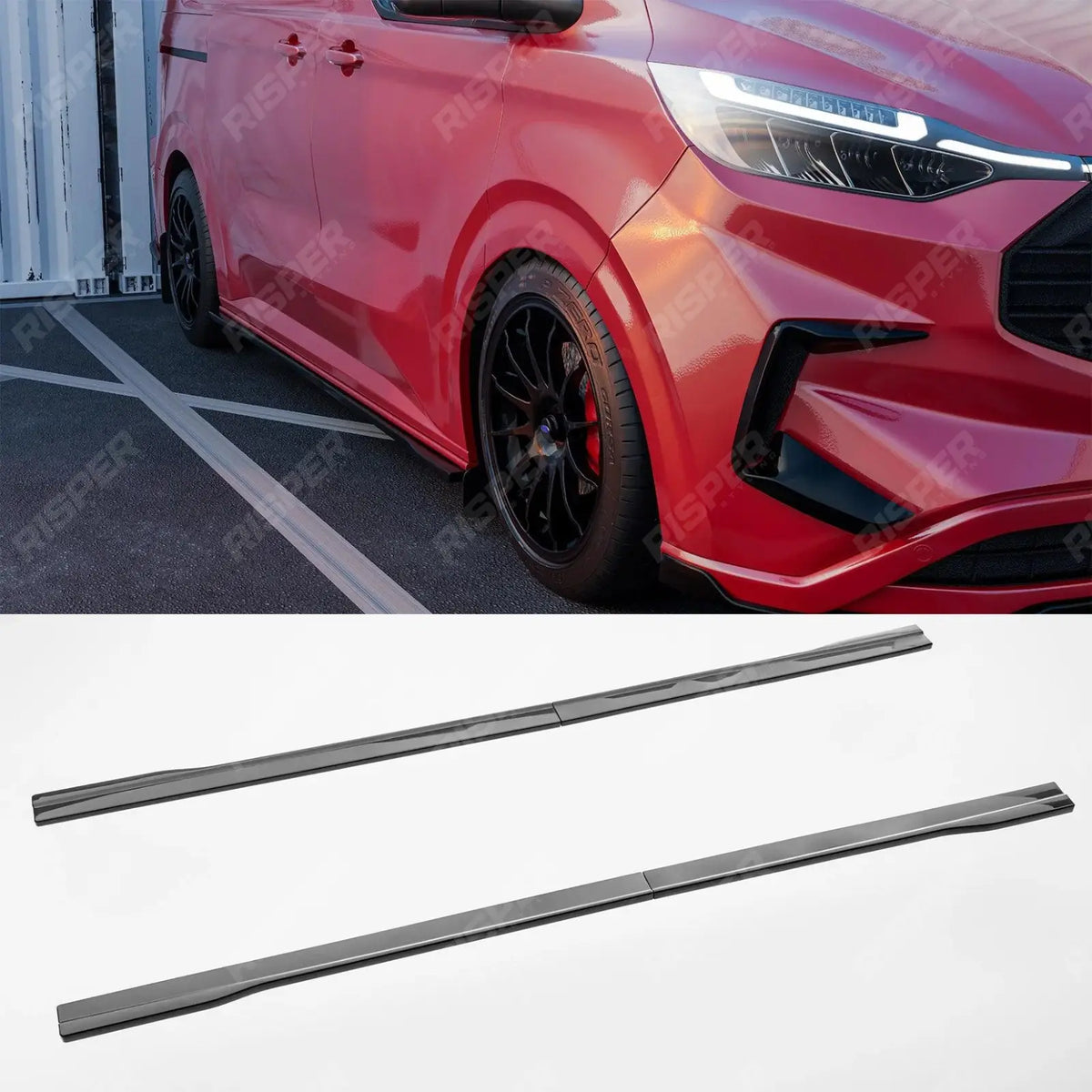 Ford Transit Custom MK2 2024 on SWB Side Skirt Splitters V2 In Gloss Black