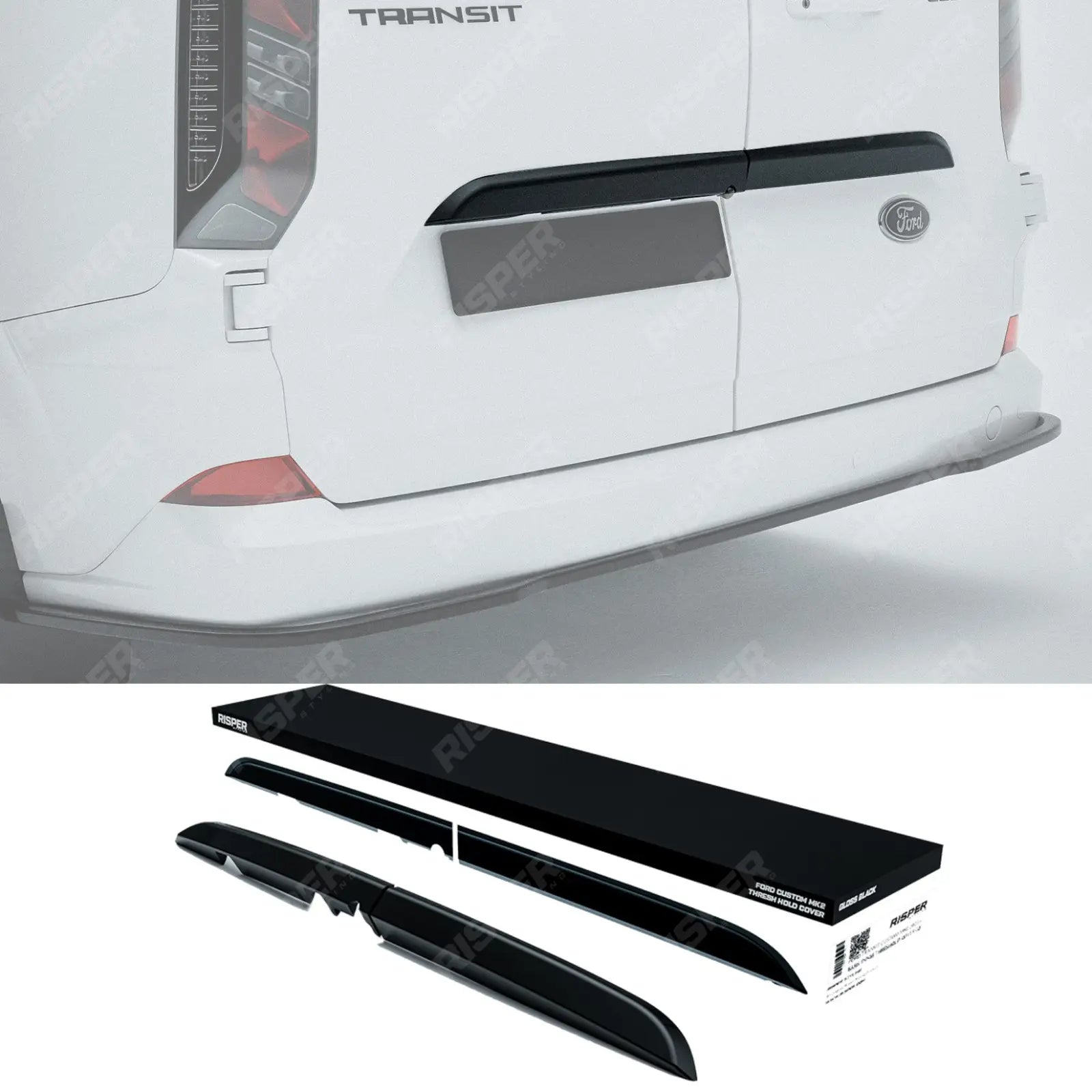 Ford Transit Custom MK2 2024+ Rear Threshold Camera Cover In Gloss Black Body Trims Main image