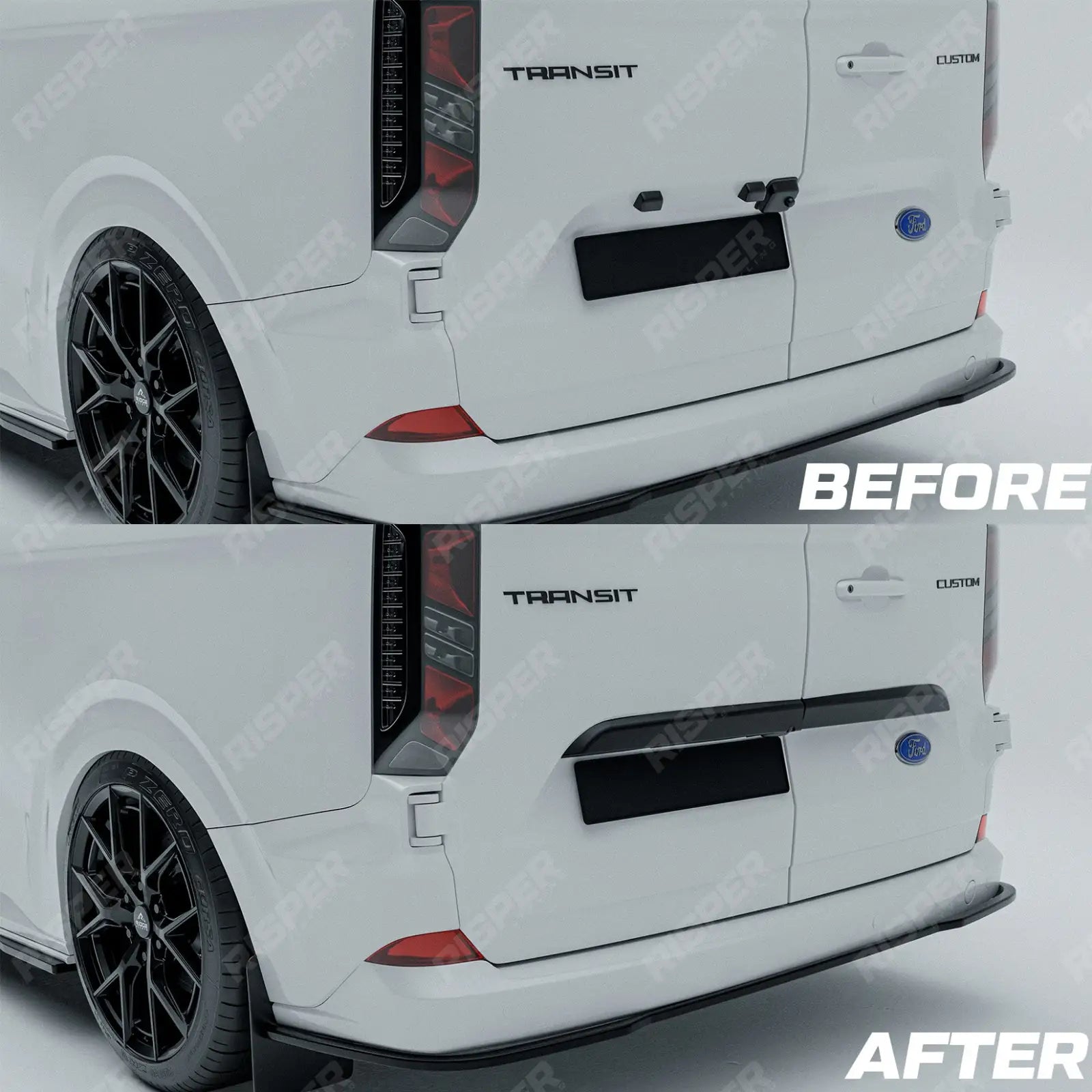 Ford Transit Custom MK2 2024+ Rear Threshold Camera Cover In Gloss Black Body Trims