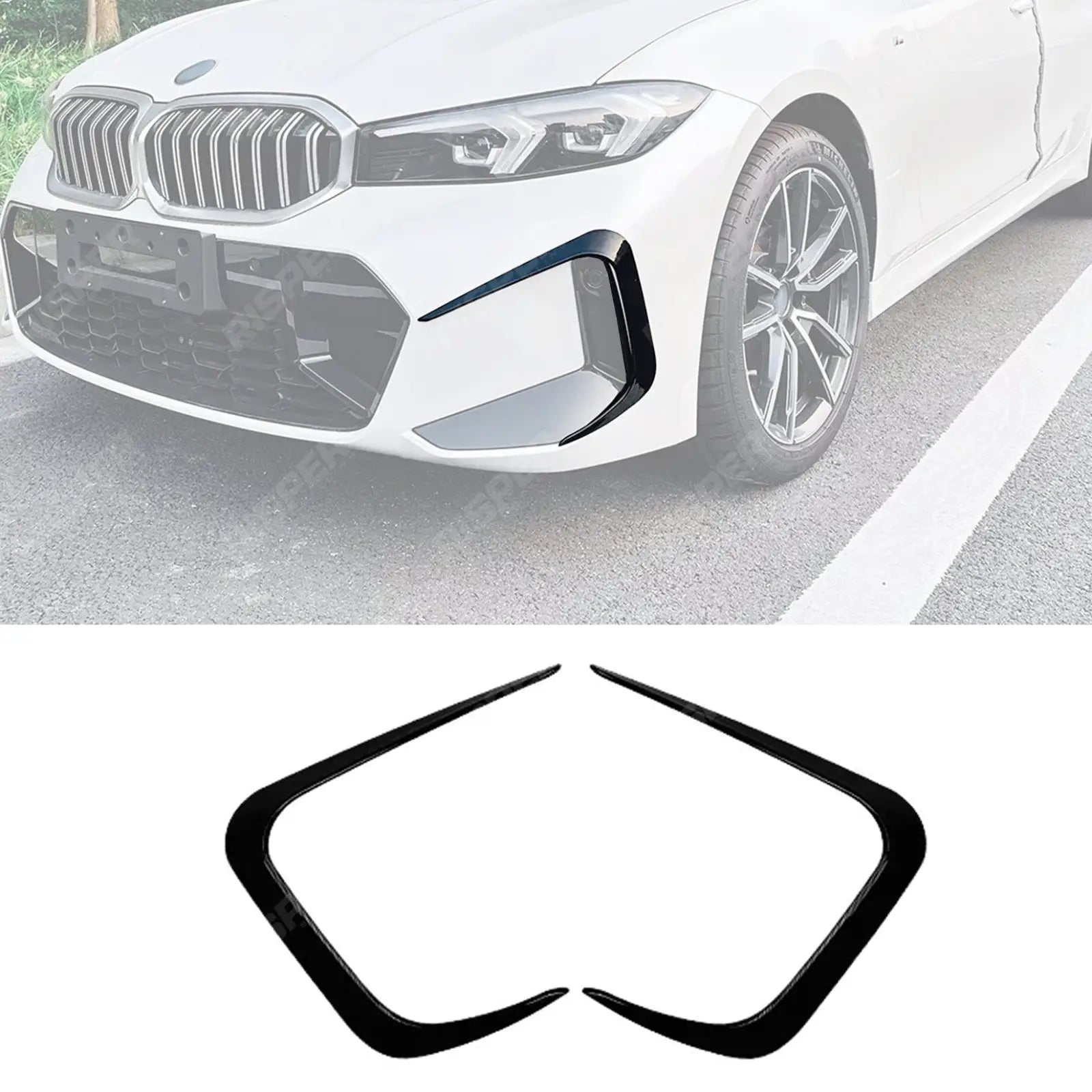 BMW 3 SERIES G20 (LCI) 2023+ FRONT BUMPER CANARDS IN GLOSS BLACK Body Trims Main image