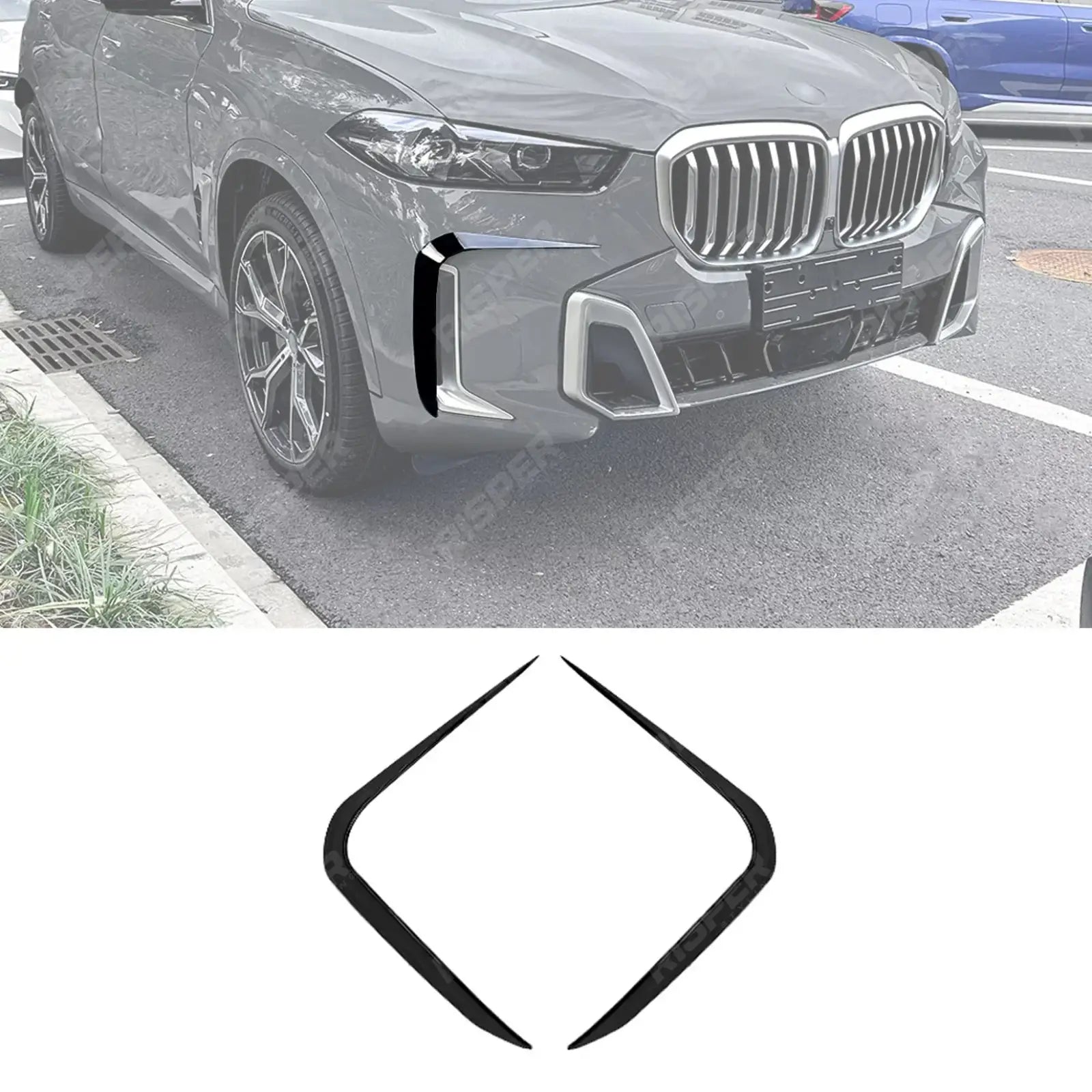 BMW X5 G05 (LCI) M Sport 2023+ Front Bumper Canards In Gloss Black Body Trims Main image