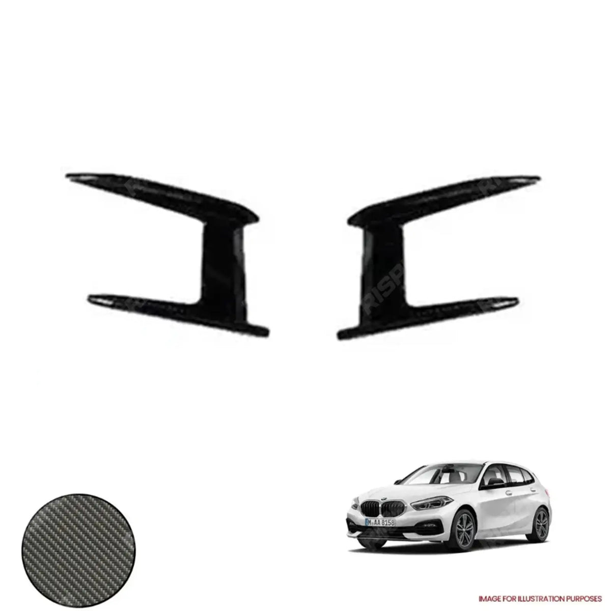 Front Canards Fins in Carbon Look For BMW 1 Series F40 - Body Trims