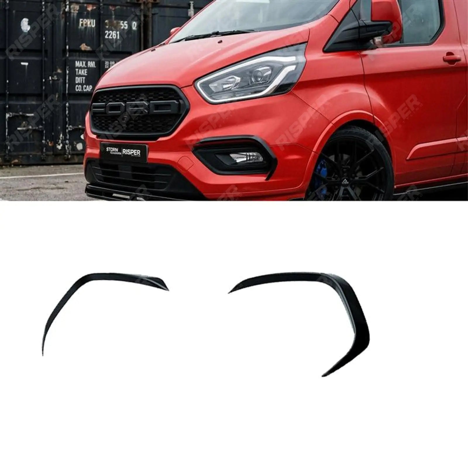 Front Canards In Gloss Black For Ford Transit Custom Mk1 Facelift 2017-2023 - Body Trims Main image