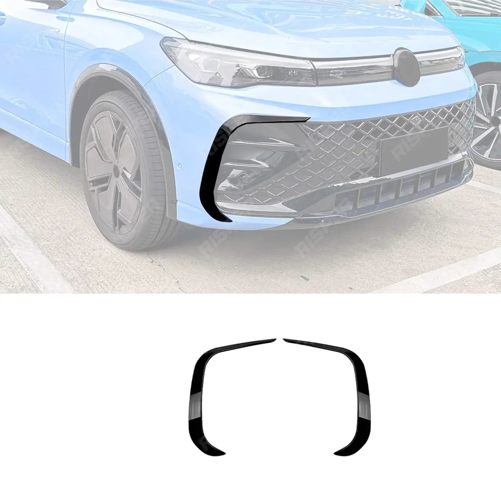 Volkswagen Tiguan MK3 2024+ R Line Front Canards In Gloss Black Body Trims Main image