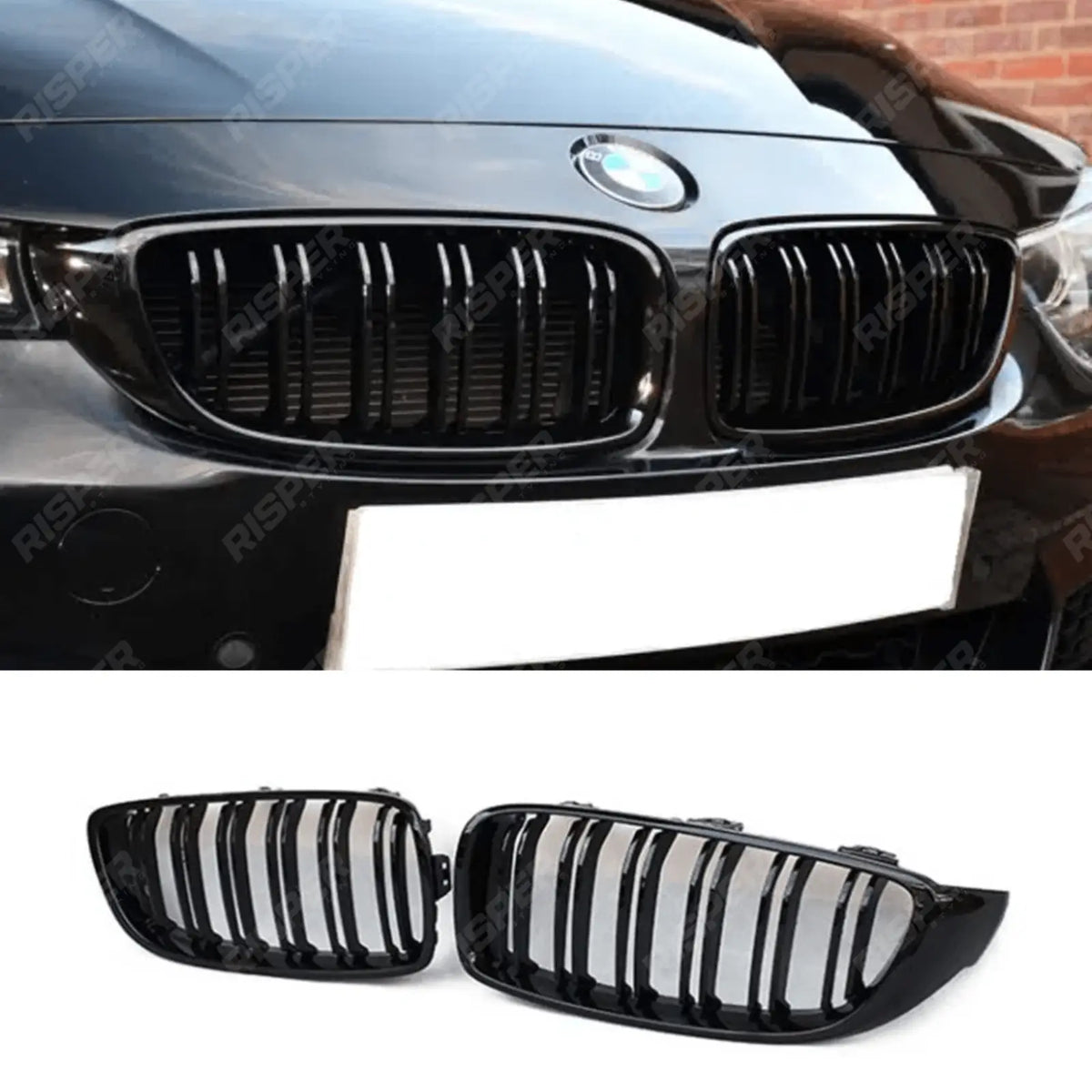 BMW 4 Series M Sport F32/F36 M4 Style Front Grill Gloss Black Main image