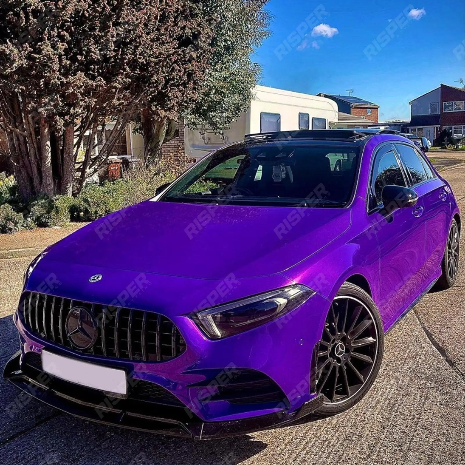 Mercedes A Class W177 2018+ - Front Grill Pan Americana GT - R Style in Gloss Black