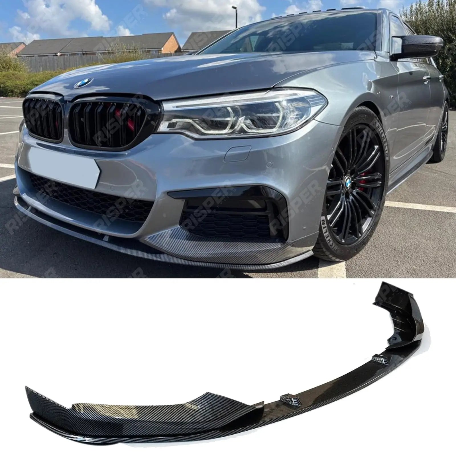 BMW 5 Series M Sport G30 G31 2017 - 2020 (pre - LCI) Front Splitter In Carbon Look Main image