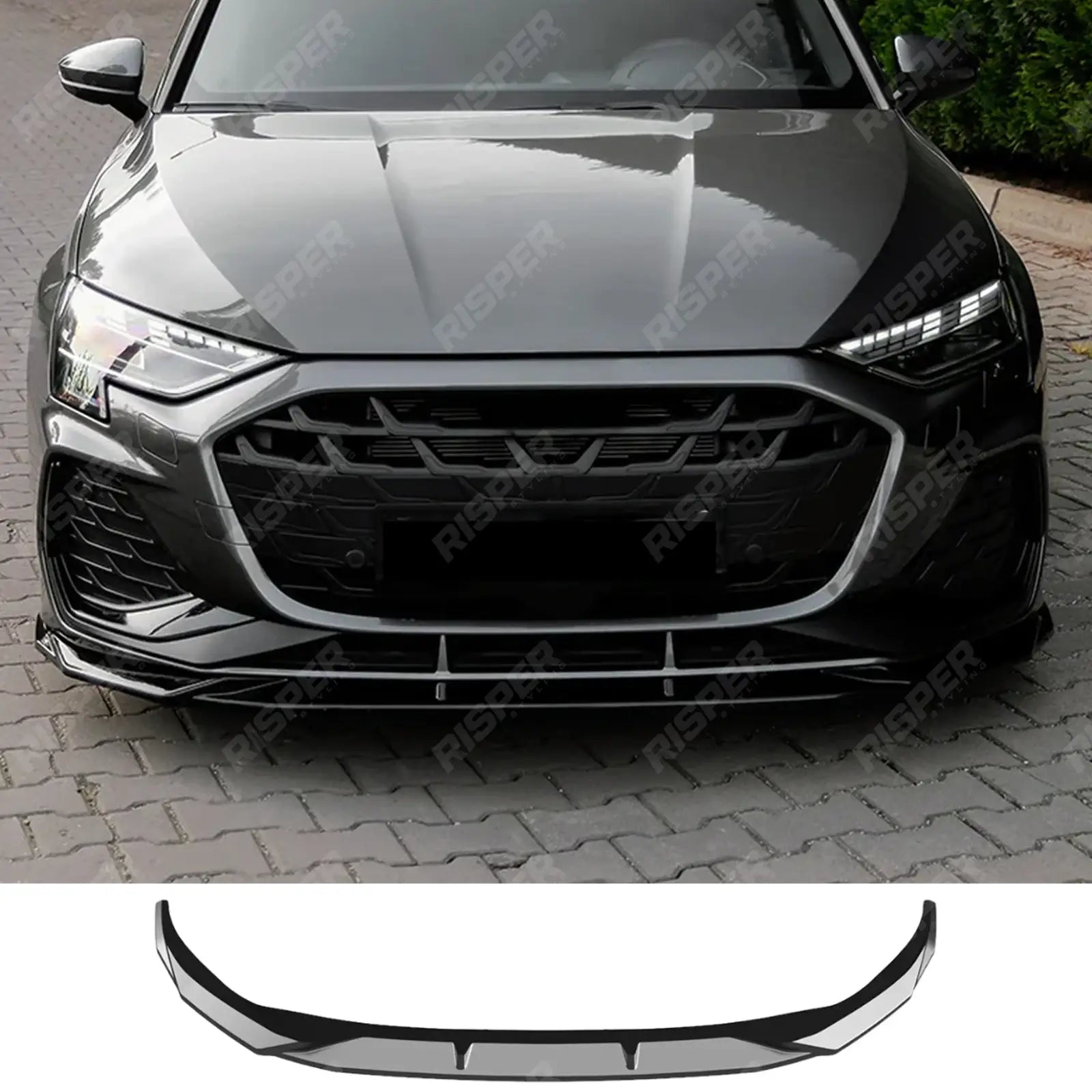 Audi A3 8y 2025 on S-line / S3 Sportback Front Splitter in Gloss Black - Front Splitter Main image