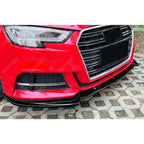 Front Splitter in Gloss Black For Audi A3 S3 8v Facelift S LINE 2017-2020 - Front Splitter
