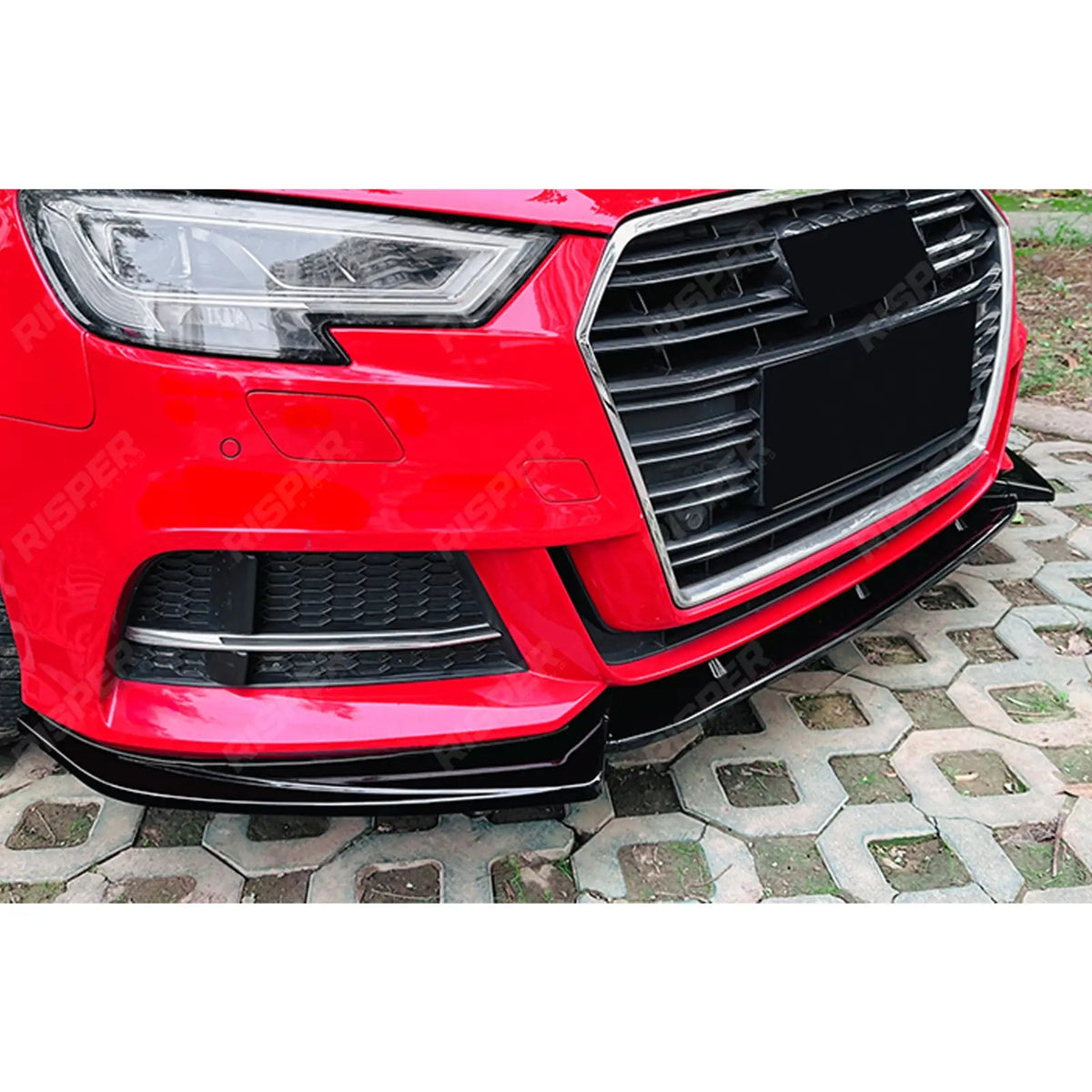 Front Splitter in Gloss Black For Audi A3 S3 8v Facelift S LINE 2017-2020 - Front Splitter