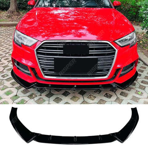 Front Splitter in Gloss Black For Audi A3 S3 8v Facelift S LINE 2017-2020 - Front Splitter