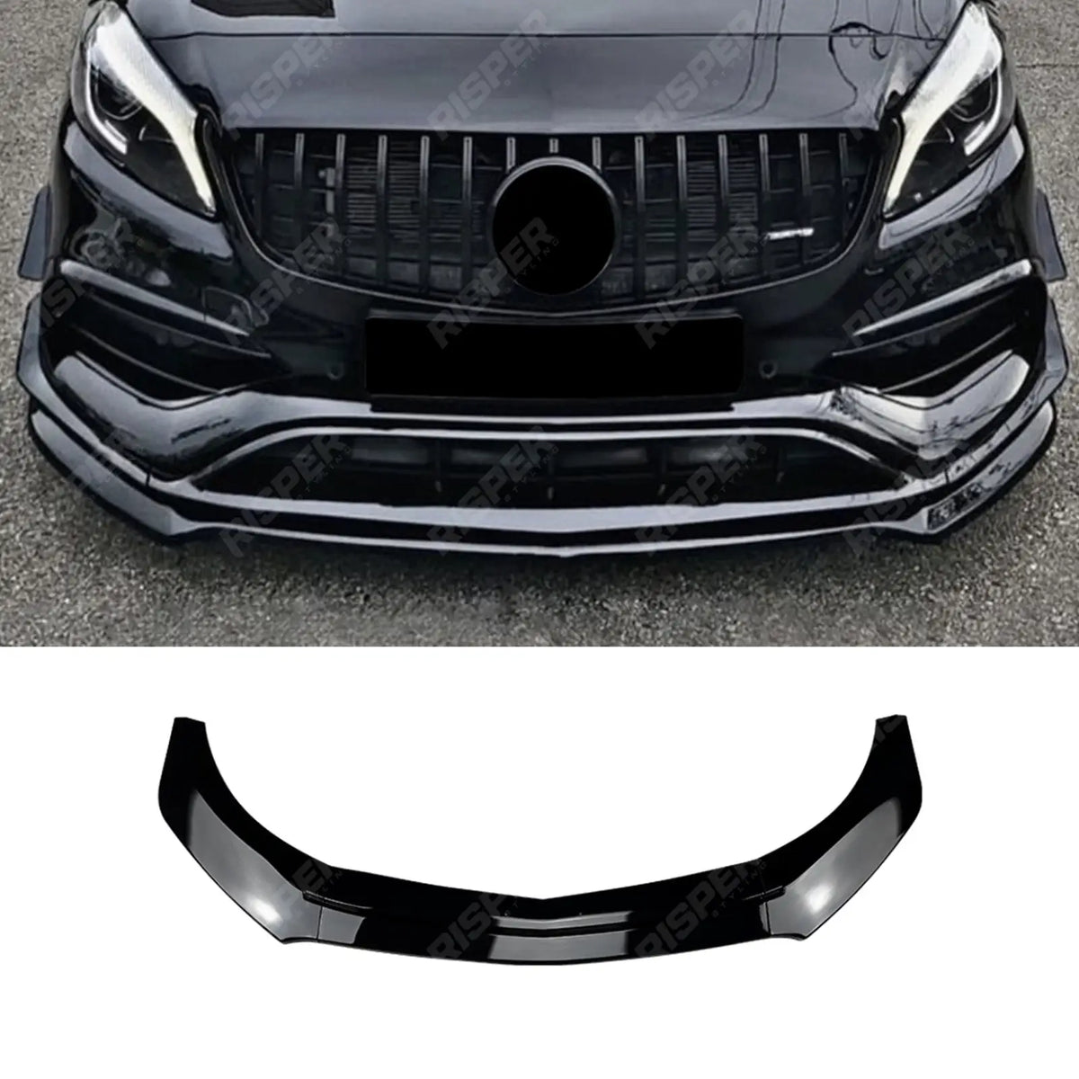 Front Splitter in Gloss Black For Mercedes a Class W176 Amg LINE 2013-2018 - Front Splitter