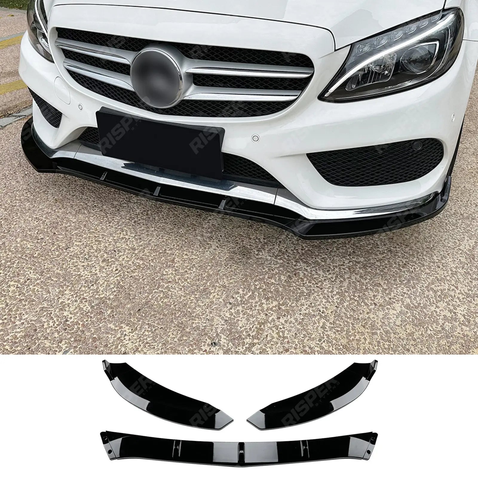 Front Splitter in Gloss Black for Mercedes C Class W205 2015-2018 Pre Facelift Amg LINE - Front Splitter