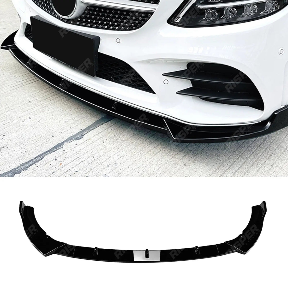 Front Splitter in Gloss Black For Mercedes C Class W205 2019-2021 Facelift Amg LINE - Front Splitter