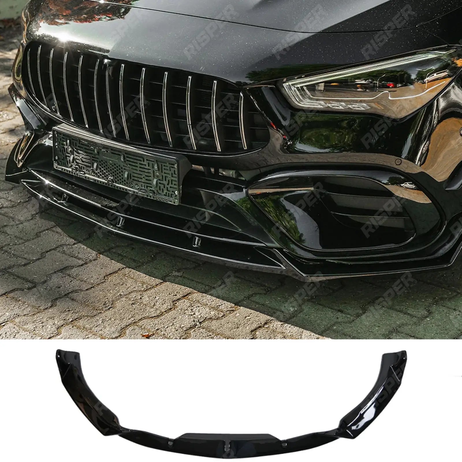 Mercedes Cla45 C118 2019-2023 Front Splitter in Gloss Black - Front Splitter Main image