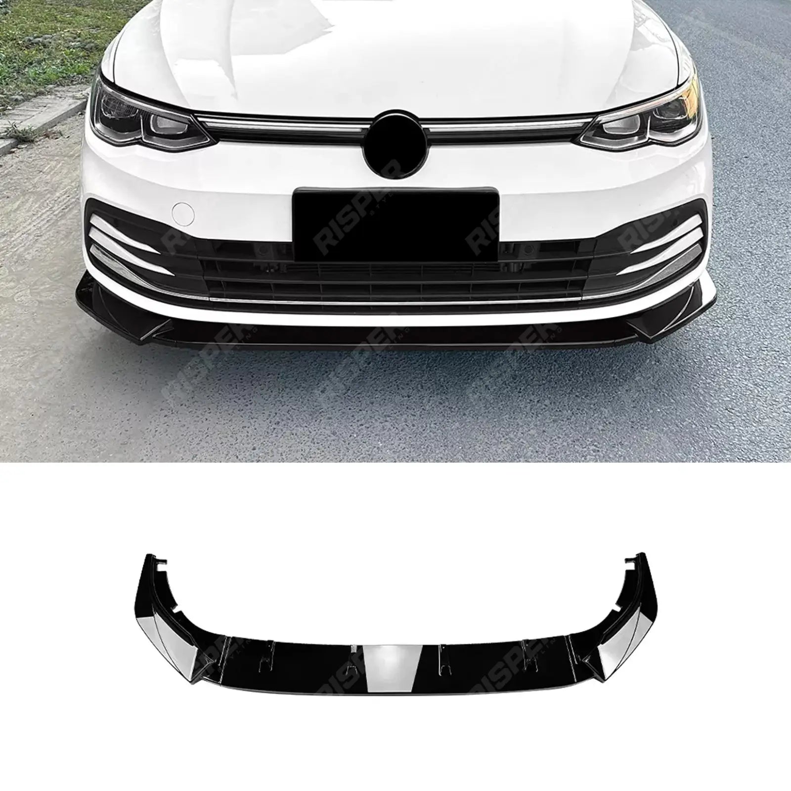 VOLKSWAGEN GOLF MK8 2020-2023 STANDARD (STYLE/LIFE) FRONT SPLITTER IN GLOSS BLACK Front Splitter Main image