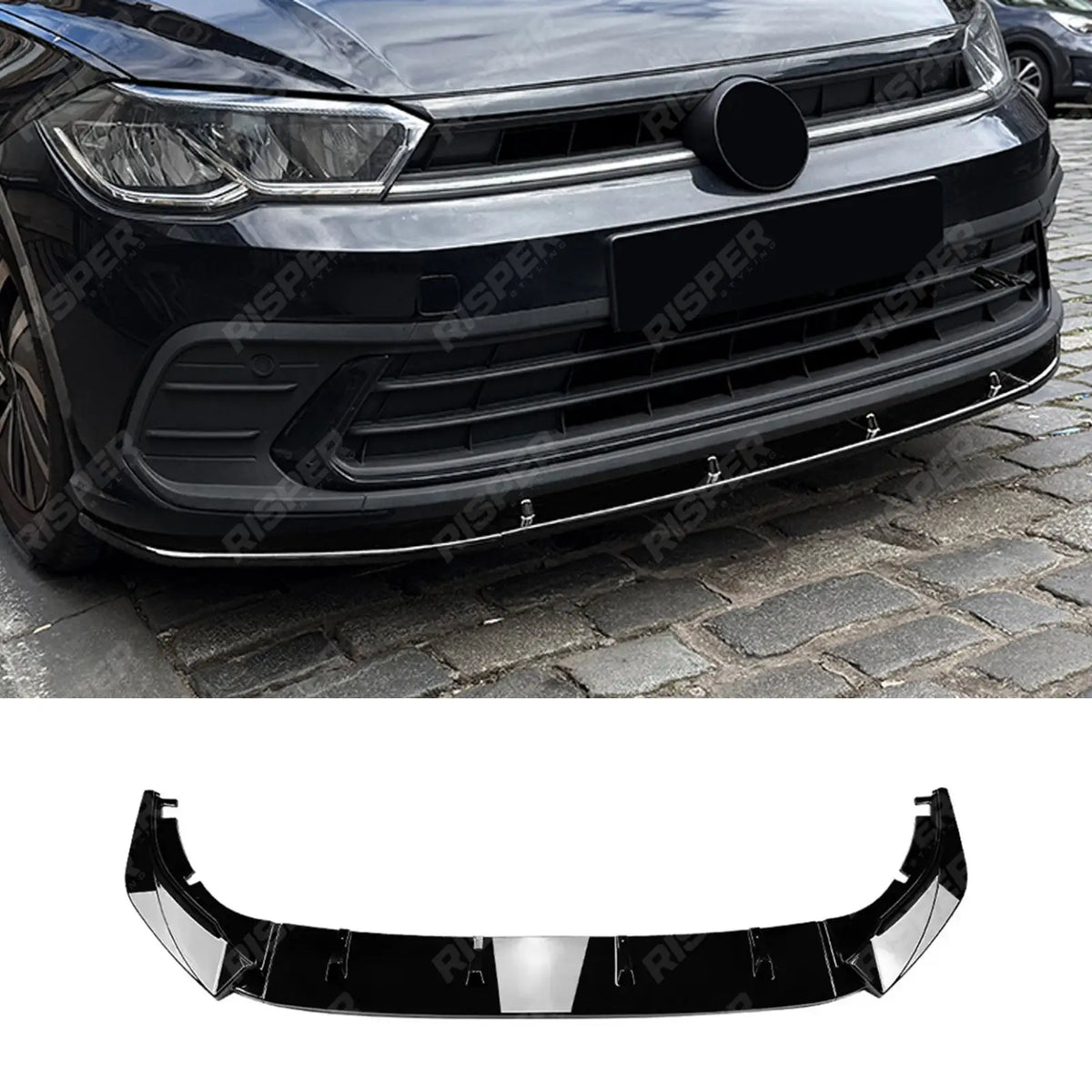 FRONT SPLITTER IN GLOSS BLACK For VOLKSWAGEN GOLF MK8 2020-2023 STANDARD (STYLE/LIFE) - Front Splitter Main image