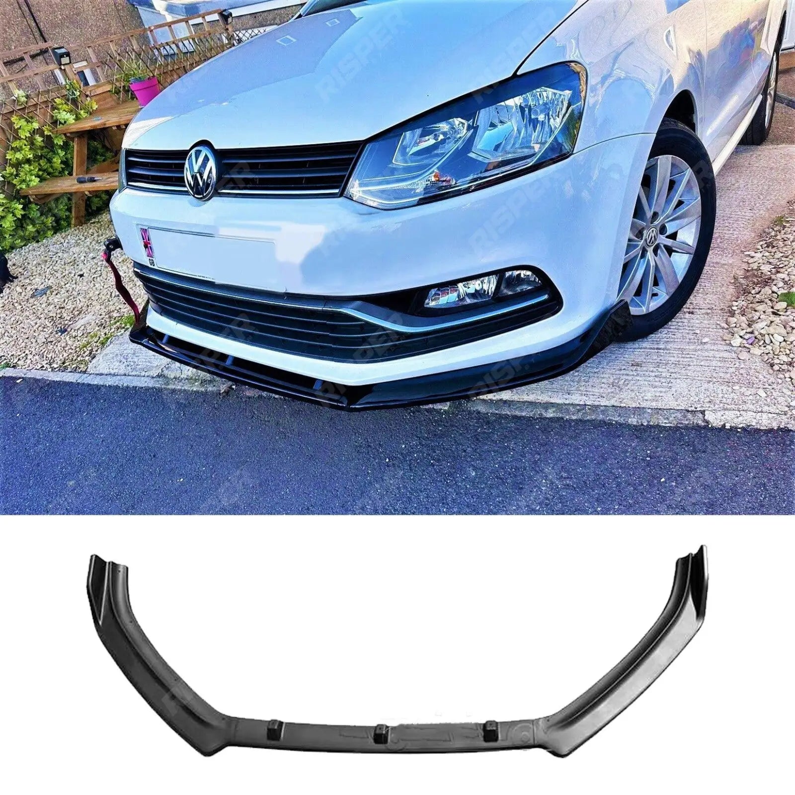 Volkswagen Polo MK5 6R 6C 2009 - 2017 GTI R Front Splitter In Gloss Black Main image