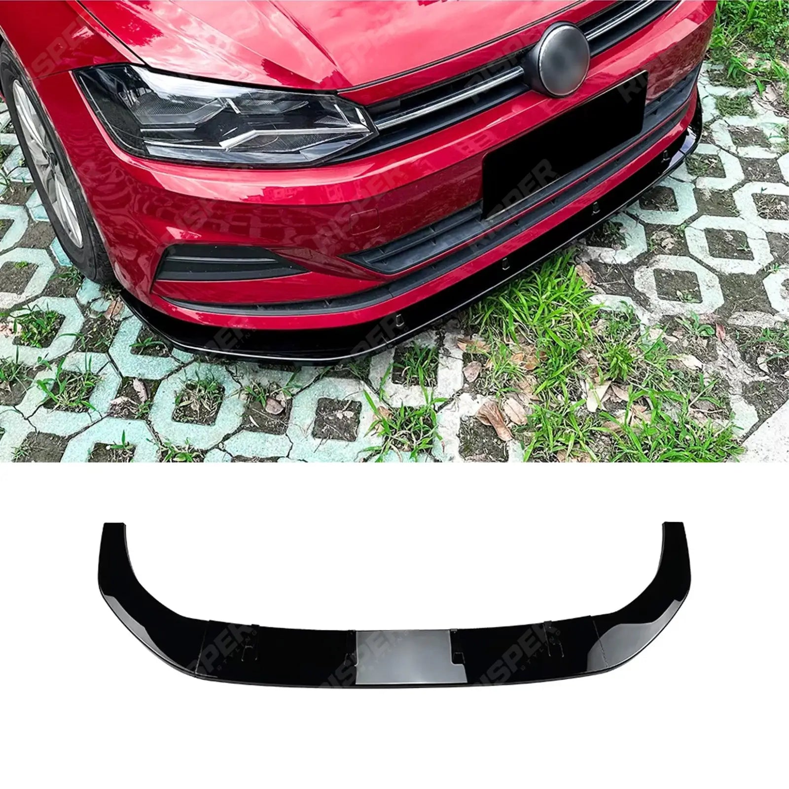 VOLKSWAGEN POLO MK6 2018+ STANDARD MODELS FRONT SPLITTER IN GLOSS BLACK Front Splitter Main image