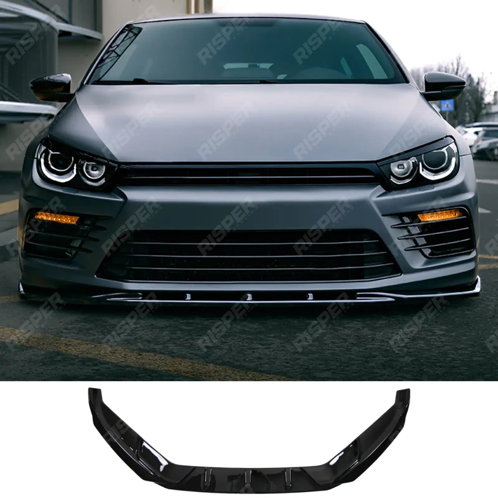 Front Splitter in Gloss Black For Volkswagen Sirocco R 2014-2017 - Front Splitter Main image