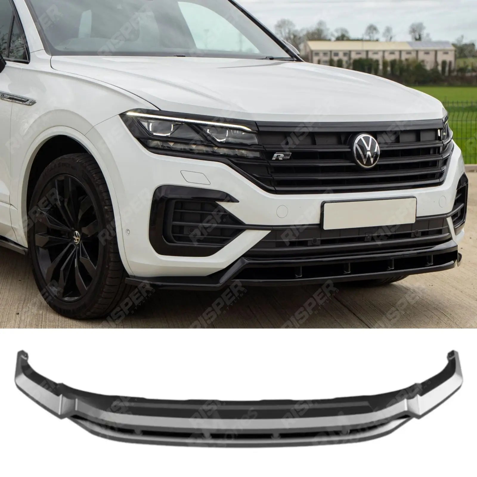 Front Splitter In Gloss Black For Volkswagen Touareg MK3 Pre Facelift R Line 2018-2023 - Front Splitter Main image