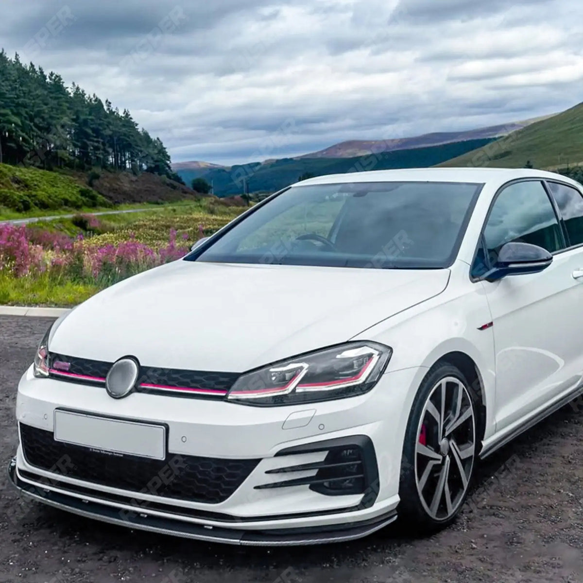 Front Splitter in Gloss Black For Vw Golf Mk7.5 Gti R LINE 2017-2019 - Front Splitter