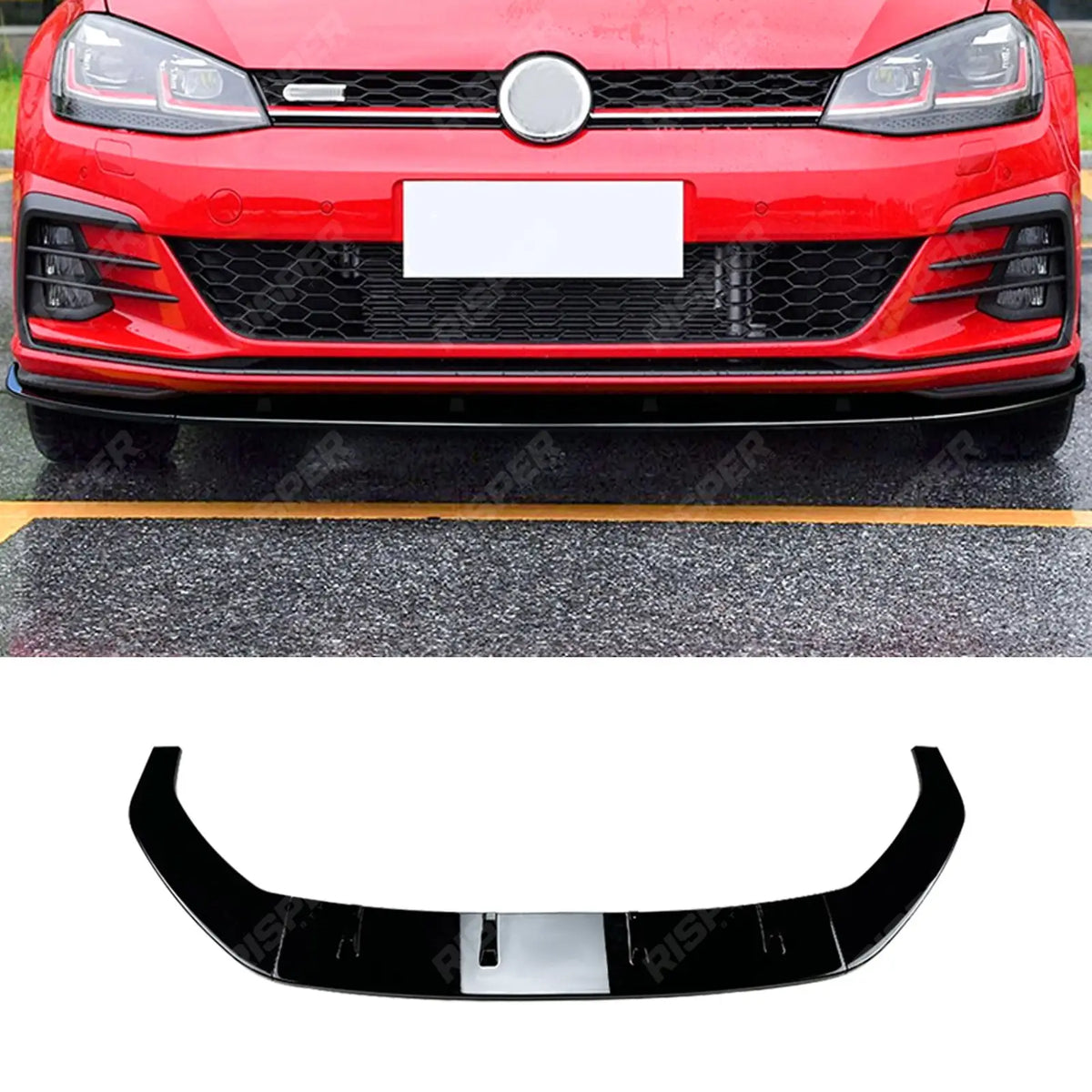 Front Splitter in Gloss Black For Vw Golf Mk7.5 Gti R LINE 2017-2019 - Front Splitter