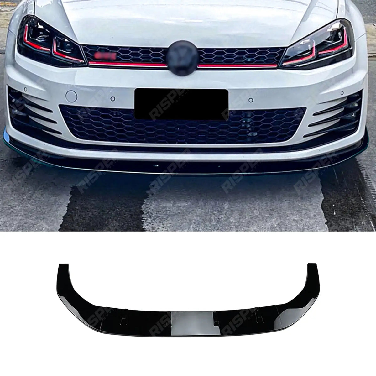 Front Splitter in Gloss Black For Vw Golf Mk7 Gti R LINE 2013-2016 - Front Splitter