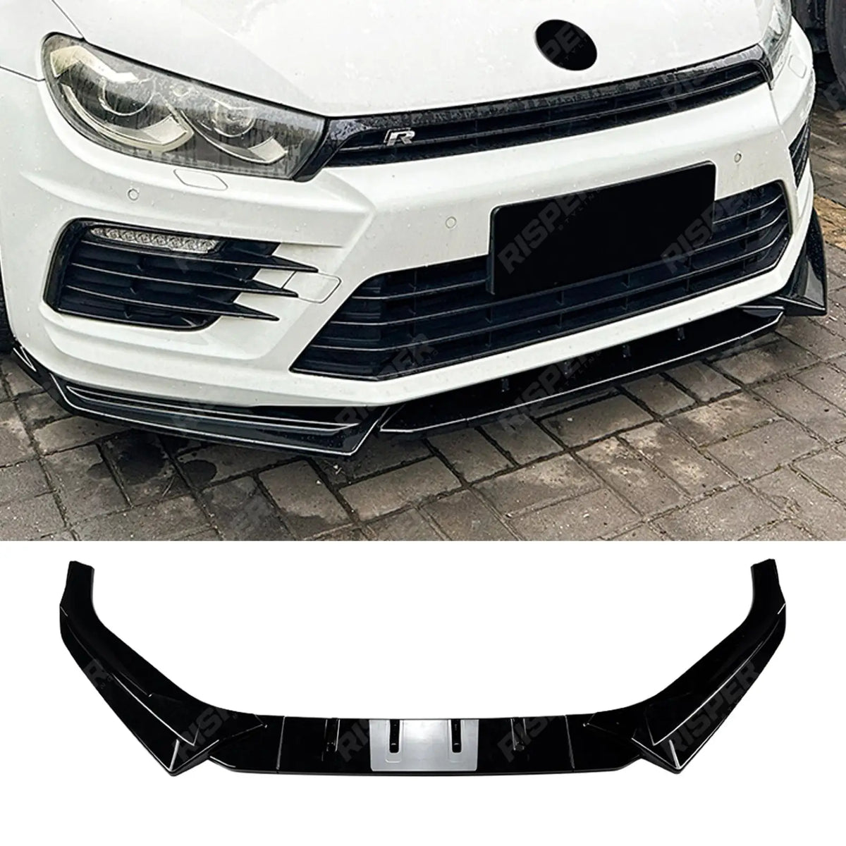 Front Splitter in Gloss Black For VW Scirocco Mk3.5 R 2015 on - Front Splitter
