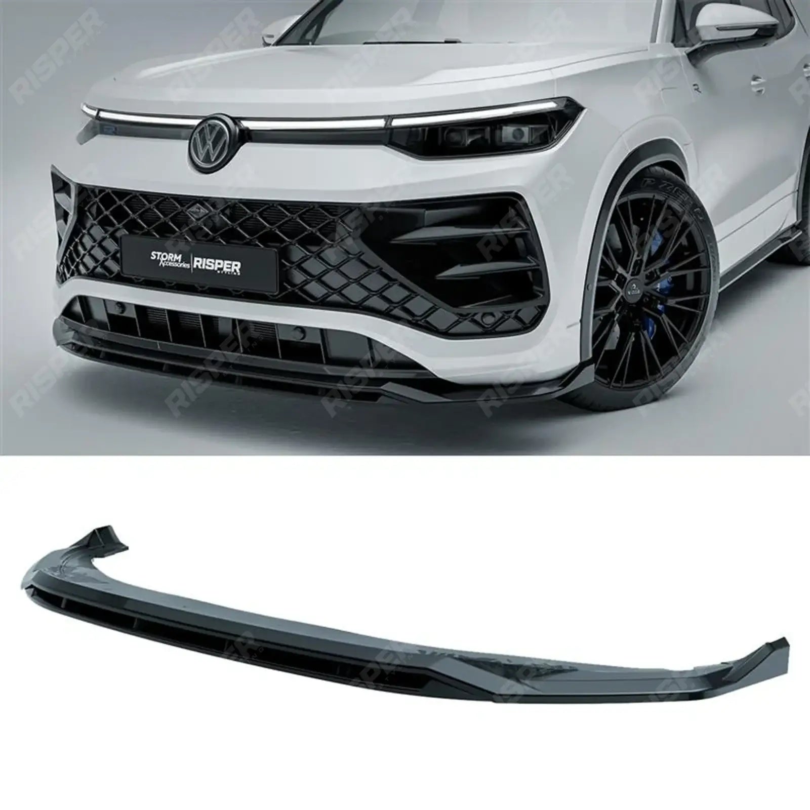 VW Tayron R-Line MK1 2025 On Front Splitter In Gloss Black Front Splitter