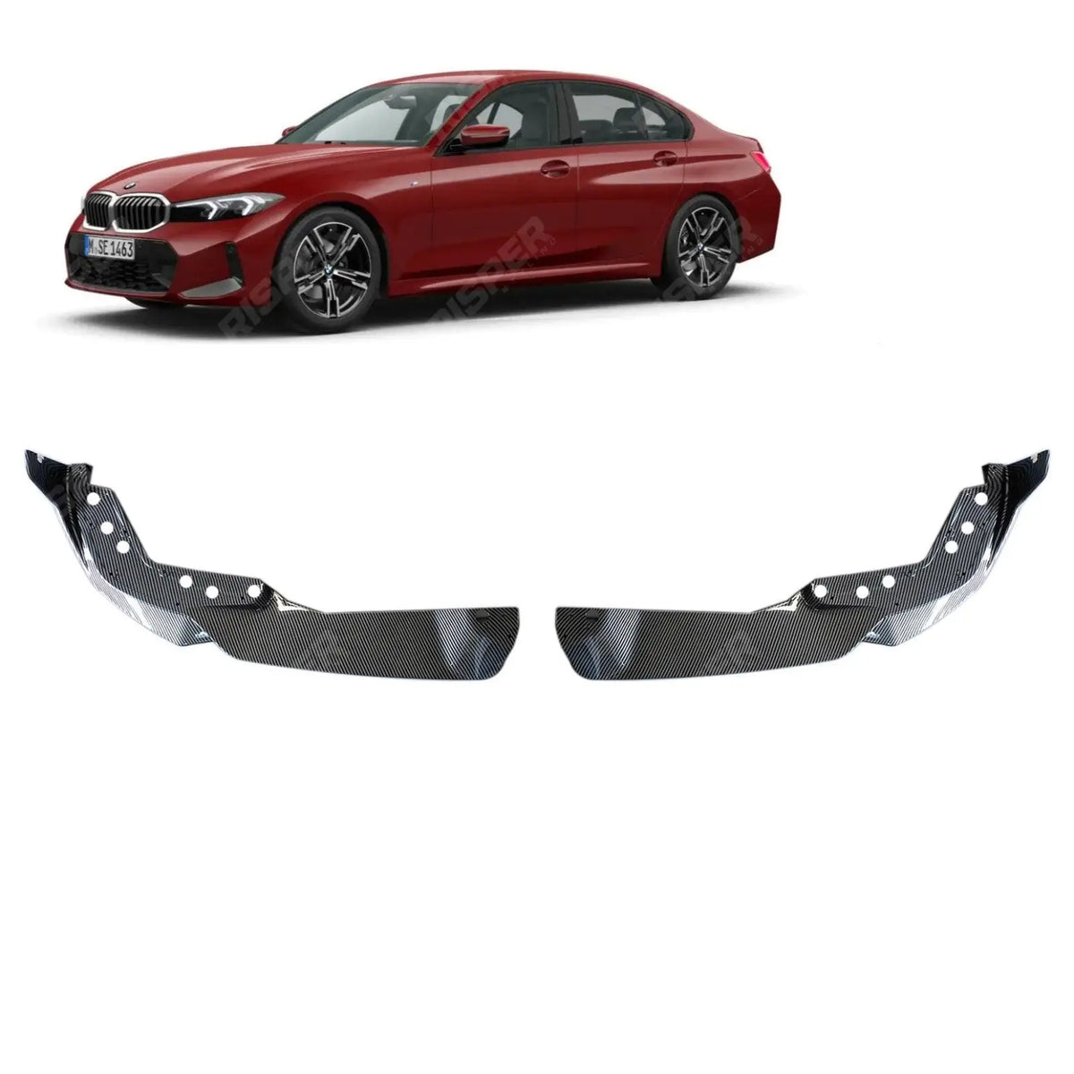 BMW 3 Series G20 M Sport LCI Facelift 2022+ Carbon Look Front Splitter Lip Main image