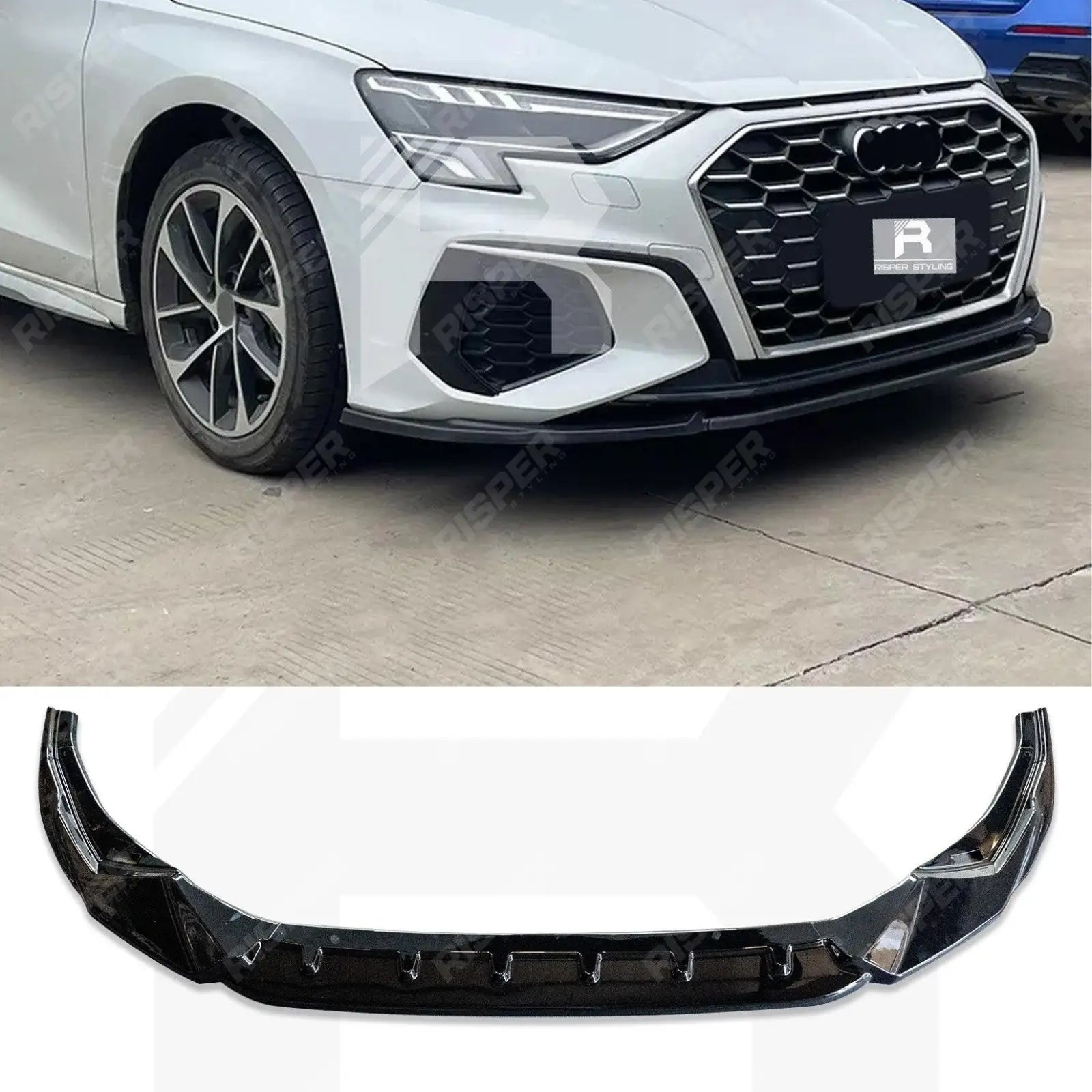 Audi A3 8Y Hatch & Saloon 2021+ Gloss Black Front Splitter Lip Main image