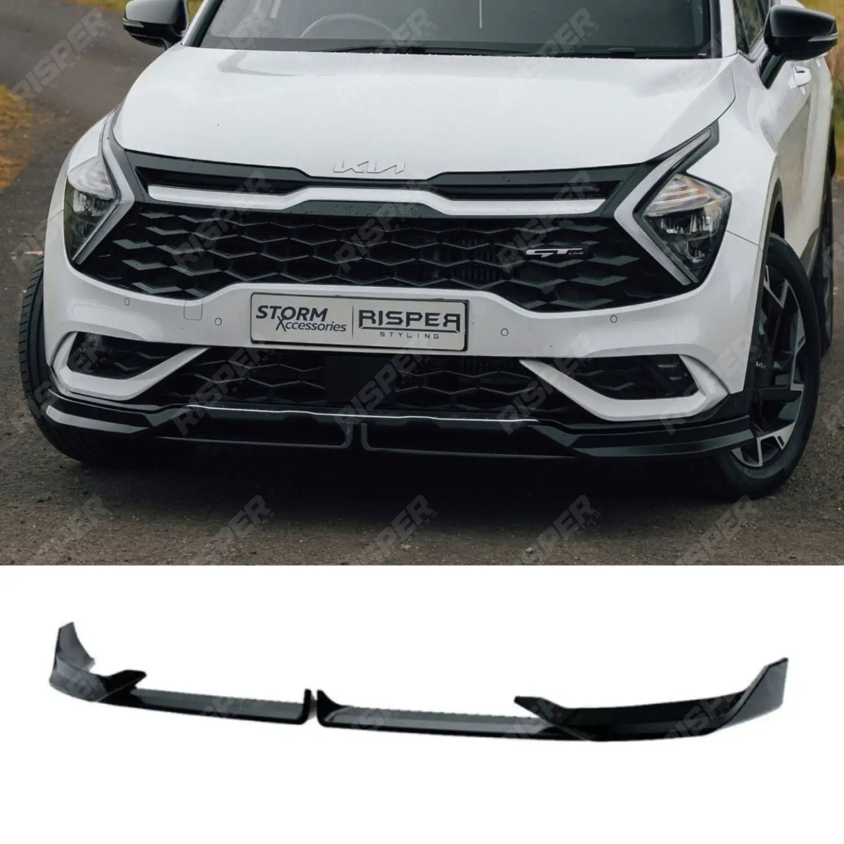 Front Splitter Lip In Gloss Black For Kia Sportage MK5 GT Line 2021-2025 - Front Splitter Main image