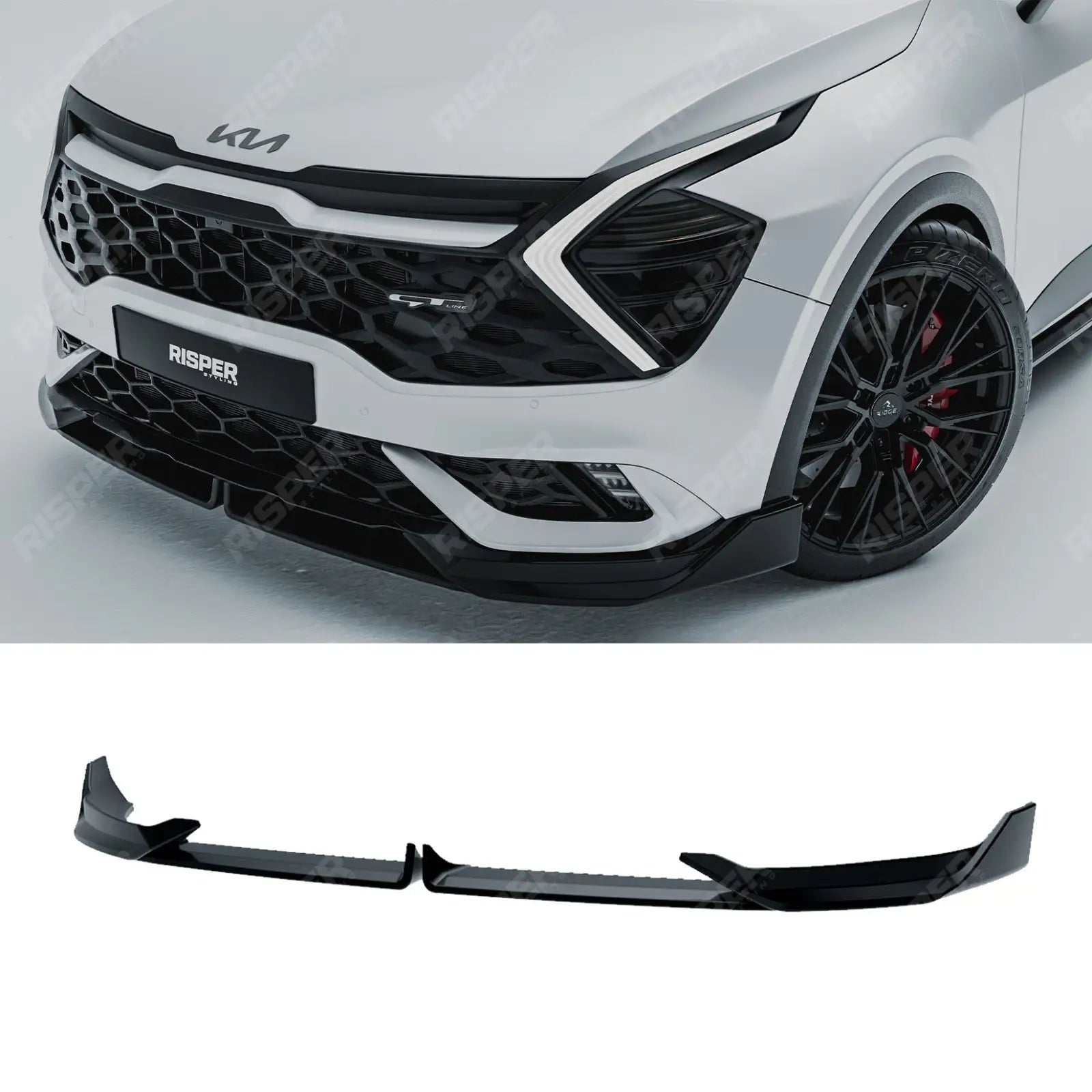 Kia Sportage MK5 GT Line 2021-2025 Front Splitter Lip In Gloss Black Aero Kit Main image