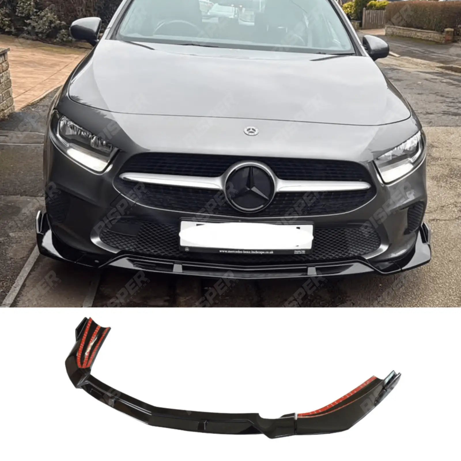 Mercedes A Class 2018+ W177 Front Splitter Lip For Sport / Se Models A180 A200 (Not Amg) In Gloss Black Main image