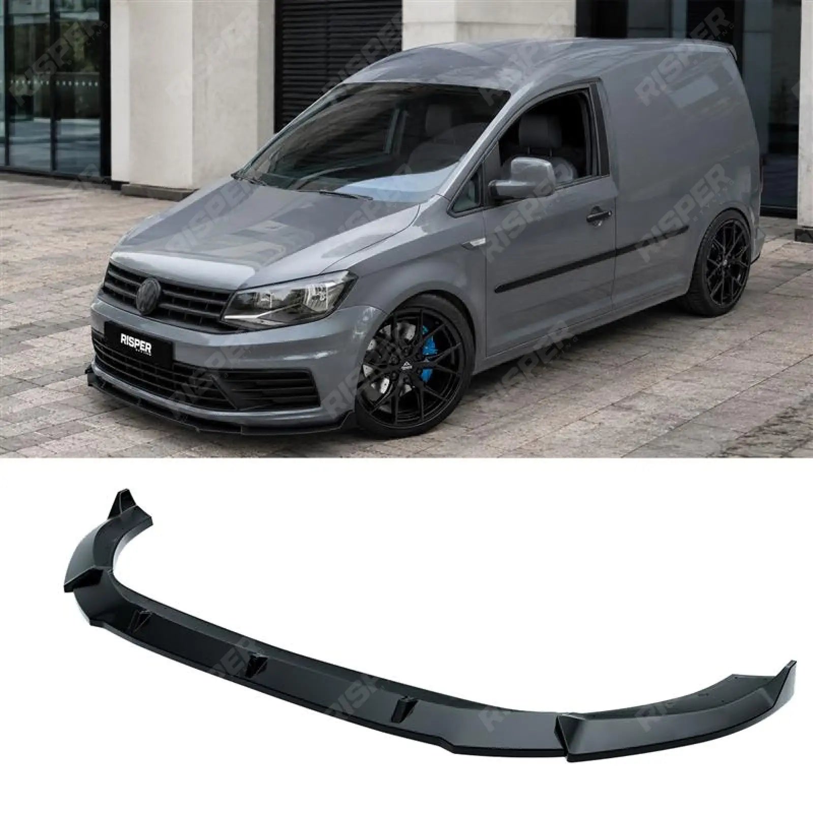 Volkswagen Caddy 2015-2020 Front Splitter Version 2 in Gloss Black - Front Splitter Main image
